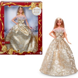 Barbie Signature 2025 Holiday Barbie Fashion Doll, Seasonal Collector, Blonde with Silver & Gold Gown - 1 of 4