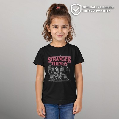Stranger Things Girl's Stranger Things Title Logo Faded T-Shirt - Black - Large — фото 2