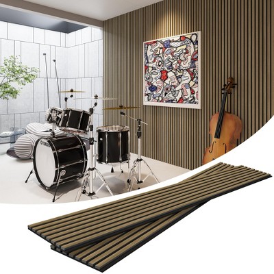 2-Pack 94.5 x 12.6 in. MDF Acoustic Slat Wall Panel for Modern Interior Decor, TV Background, Living Room