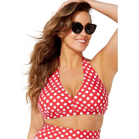 Swimsuits For All Women's Plus Size Diva Halter Bikini Top, 8 - Red Polka  Dot : Target