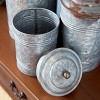 Olivia & May 3pc Decorative Galvanized Metal Canister Set Silver: Round Storage Containers with Lids - 4 of 4