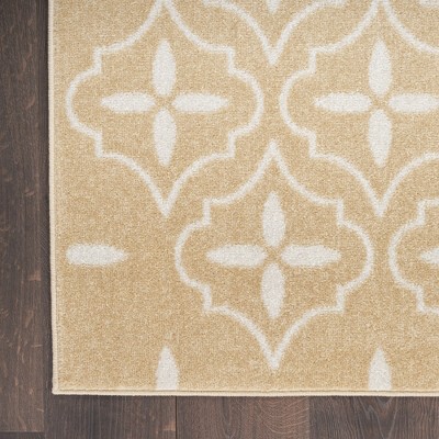 Ivory Beige Moroccan Trellis 6' x 9' Outdoor Rug