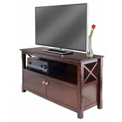 Transitional Cappuccino Brown 44" TV Stand with Cabinet Storage