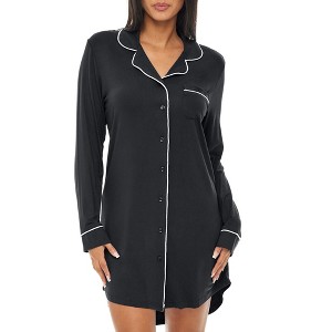 ADR Womens Nightshirt, Soft Knit Button Down Sleep Shirt, Lightweight Long Pajama Top Loungewear - 1 of 4