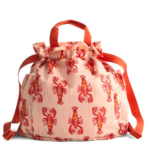 Рюкзаки Vera Bradley Women's Outlet Ripstop Deluxe Drawstring Backpack Lobster Clause