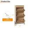 Natural Rattan 3 Flip Drawers Shoe Cabinet with 1 Pull-Out Drawer, Narrow Shoe Storage Cabinet with 3-Tier Adjustable Shelves, Freestanding Shoe Rack - 4 of 4