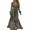 Clotth Women's Vintage Pastoral Flower Long Dress Sexy V-Neck Long Sleeve Chiffon Western Country Dresses Fall Sexy Maxi Dress - 2 of 4