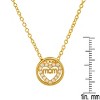 Steeltime Ladies brass simulated diamonds round "Mom" pendant. Color Options: White, Gold - 3 of 4