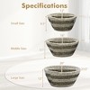 Costway Natural Canes Grass Baskets Stackable Storage Bins Set of 3 w/ Hollowed Handles - 3 of 4