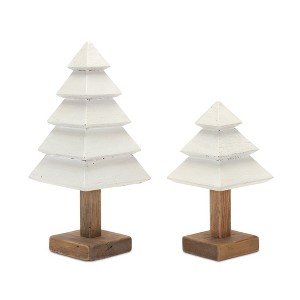 Pine Wood Tabletop Tree Decor – Set of 2 by Melrose - 1 of 3