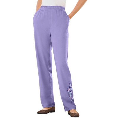 Woman Within Plus Size 7-Day Embroidered Straight-Leg Knit Pant