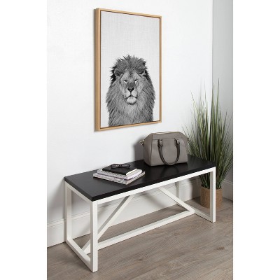 Natural 23" x 33" Black and White Lion Canvas Print for Kids
