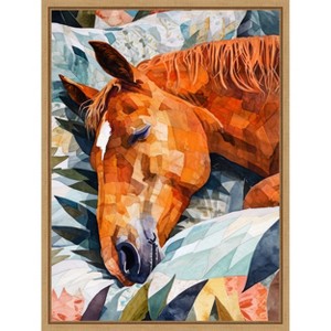 Amanti Art Animal Watercolor Art Horse Sleeping by Justyna Jaszke Framed Canvas Wall Art - 1 of 4