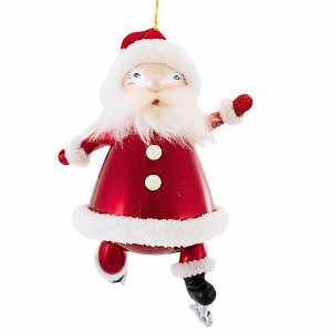 De Carlini Italian Ornaments 8.0 Inch Frosty Footwork Christmas Tree Ornament , Christmas Decor Skating, Santa (1PC) - 1 of 4