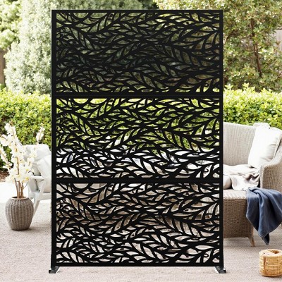 Metal Privacy Screen Outdoor 72" h x 47" w, Freestanding Decorative Privacy Screen for Patio Lawn Garden Balcony