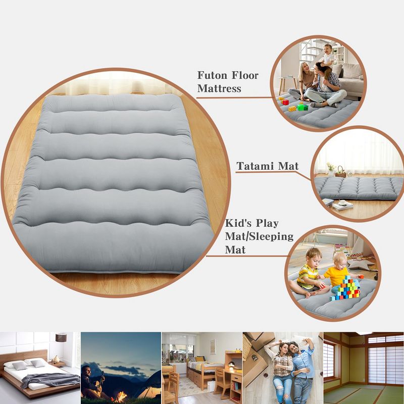 WhizMax Japanese Futon Floor Mattress, Sleeping Mattress for Floor, Tatami Mat, Roll Up Mattress Camping Mattress Pad, 5 of 7