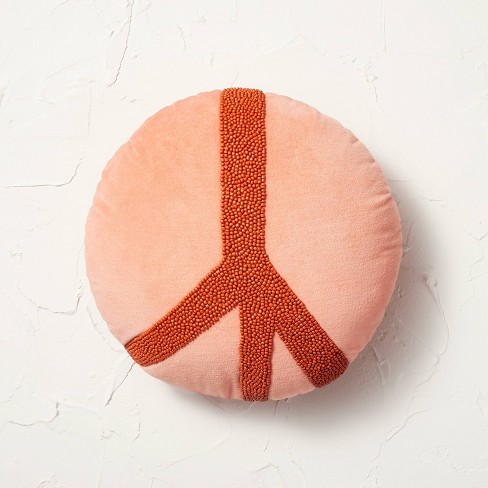 Beaded Peace Sign Round Throw Pillow - Opalhouse™ designed with Jungalow™ - image 1 of 2