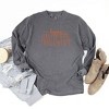Simply Sage Market Women's Embroidered Happy Halloween Long Sleeve Garment Dyed Tee - 2 of 3