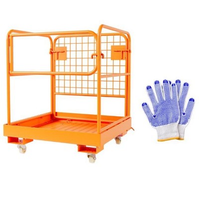 Heavy Duty Forklift Safety Cage, 36x36 Inches with Casters, Chain, and Safety Lock, supports up to 1200LBS for 1-3 People