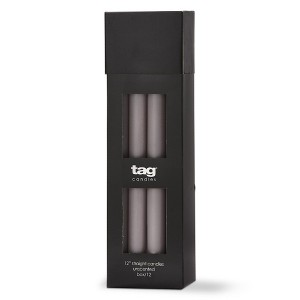 TAG Color Studio 12" Straight Taper Unscented Smokeless Paraffin Wax Candle Grey Burn Time 12 hrs. Set 12 - 1 of 2