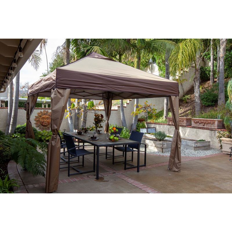Z- Shade 12 x 12 Foot Lawn, Garden, and Outdoor Event Portable Canopy Tent with Stylish Skirts, Rolling Bag, and Reliable Stake Kit, Tan, 4 of 6
