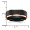 Chisel Stainless Steel Polished with Brushed Center Black and Rose IP-plated 8mm Band Ring - 4 of 4