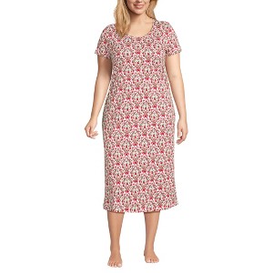 Lands' End Women's Cotton Short Sleeve Midcalf Nightgown - 1 of 3