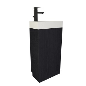 16" Small Bathroom Vanity with Sink,Small Space Fit,2 Toilet Paper Holders & Storage Pocket - 1 of 4