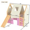 TIRAMISUBEST Twin/Full Size Kids Open House-Shaped Bed Frame with Tents, Loft Bed with Ladder, Slide & LED Lights - 4 of 4