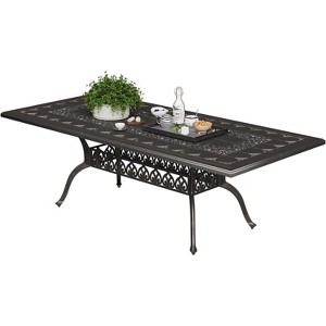 Outdoor Dining Table for 8, Cast Aluminum Patio Table with Umbrella Hole, Weather Resistant, for Garden, Backyard, Poolside, Vintage Bronze - 1 of 4