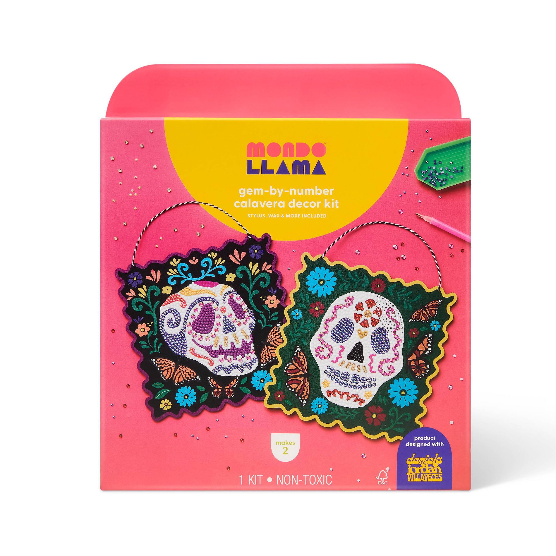 2ct Día de Muertos Craft Calavera Gem Art Activity Kit - Mondo Llama™