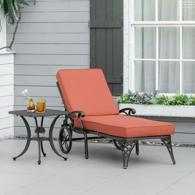 Wine Red Aluminum Adjustable Outdoor Chaise Lounge with Side Table