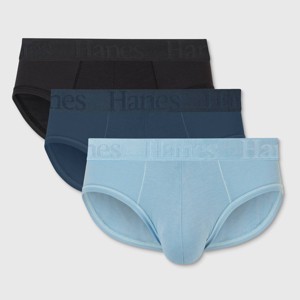 Hanes Originals Premium Men's SuperSoft Briefs 3pk - Blue/Black - 1 of 4