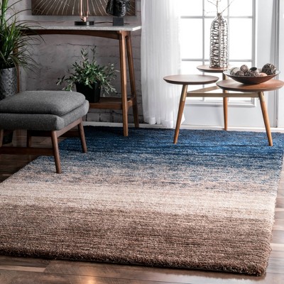 Navy Multi 6' x 9' Tufted Shag Striped Area Rug