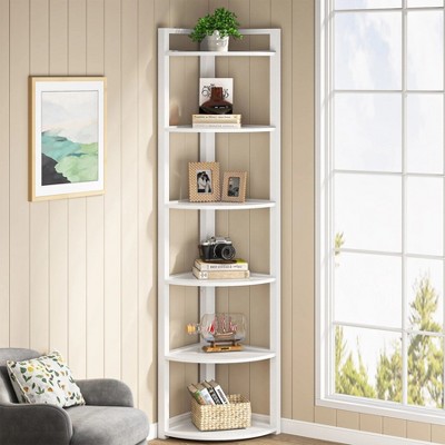 Hommoo 6-Tier Corner Shelf, Small Corner Bookshelf Storage Rack