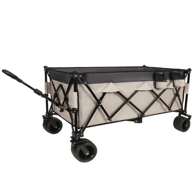 SKRAN Heavy-Duty Foldable Utility Wagon with 7" All-Terrain Wheels,480lbs Capacity,Stable Frame,Space-Saving Fold ,for Camping,Beach,Shopping