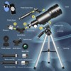 150X High Magnification 70mm Aperture Astronomical Telescope with Tripod Mount (15X-150X) Portable Travel Telescope with Phone Adapter Black - 4 of 4