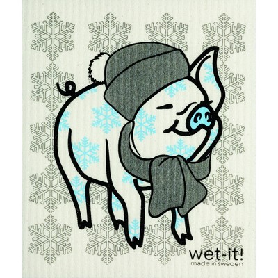 Wet It Dishcloth, Winter Pig; Wip