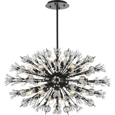 Vera 24-Light Black Crystal Starburst Pendant