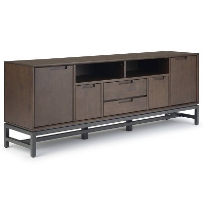 WyndenHall Devlin Mid-Century Wide TV Stand for TVs up to 80" Walnut Brown: Hardwood Media Console with Storage