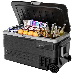 Simzlife 80Qt Outdoor Portable Car Refrigerator with Wheels,Portable Car Refrigerator Electric Cooler, Black - 1 of 4