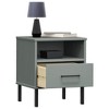 vidaXL Bedside Cabinet with Metal Legs Gray Solid Wood Pine OSLO - 3 of 4