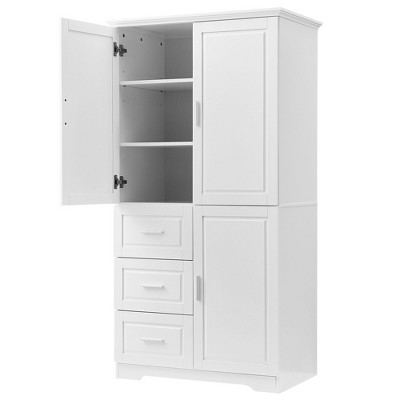 NicBex 62.2Inch Tall Bathroom Storage Cabinet with Doors and 3 Drawers for Bathroom/Office
