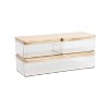 Martha Stewart 3pc Plastic Stackable Storage Boxes with Light Natural Paulownia Wood Lids Clear: Desk Drawer Organizer Set - 4 of 4