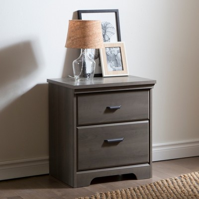 Gray Maple 2-Drawer Traditional Nightstand