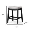 HomeRoots 26" White and Black Fabric and Solid Wood Backless Counter Height Bar Chair - 3 of 4