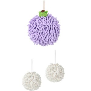 REGALWOVEN 3 Pack Chenille Soft Absorbent Fuzzy Ball Hand Towels for Bathroom 6" x 6" - 1 of 4