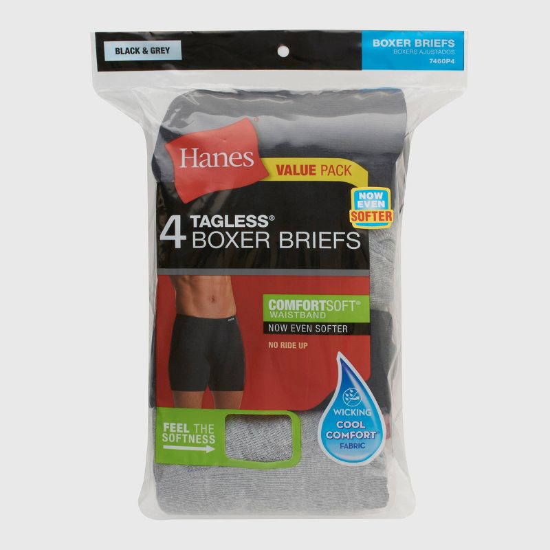 Hanes Men's Comfort Soft Waistband Boxer Briefs 5pk - Black/Gray, 2 of 3