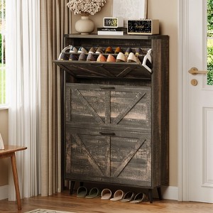 Narrow Slim Freestanding Rack Cabinet, Shoe Organizer Cabinet for Entryway - 1 of 4