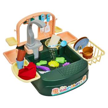 Toy Time Play Kitchen Set for Kids – Functional Sink Water Toy with Automatic Cycling System – Dish-washing Playset with Fun Accessories